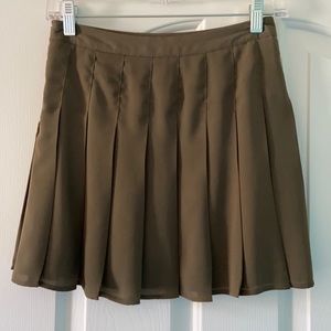 Olive green pleated skirt